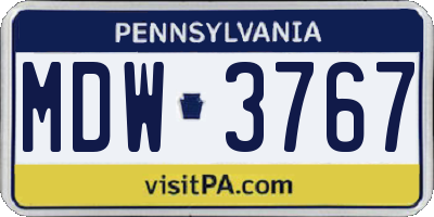 PA license plate MDW3767