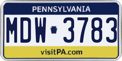 PA license plate MDW3783