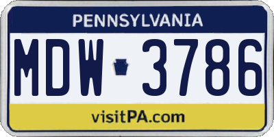 PA license plate MDW3786