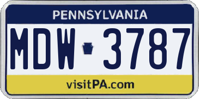 PA license plate MDW3787