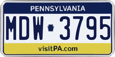 PA license plate MDW3795
