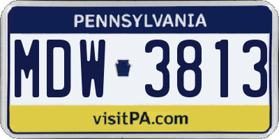 PA license plate MDW3813