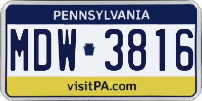 PA license plate MDW3816
