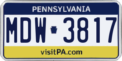 PA license plate MDW3817