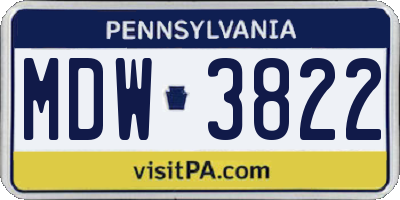 PA license plate MDW3822