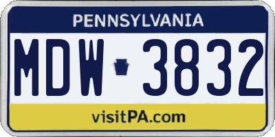 PA license plate MDW3832
