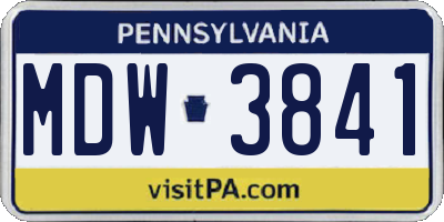 PA license plate MDW3841