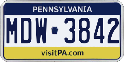 PA license plate MDW3842