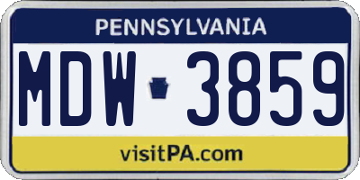 PA license plate MDW3859