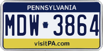 PA license plate MDW3864