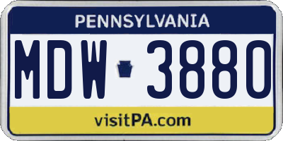 PA license plate MDW3880