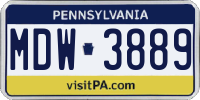 PA license plate MDW3889