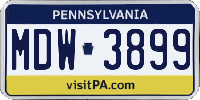 PA license plate MDW3899