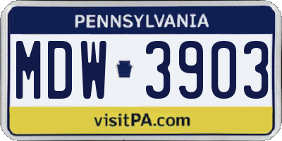 PA license plate MDW3903