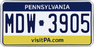 PA license plate MDW3905