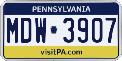 PA license plate MDW3907
