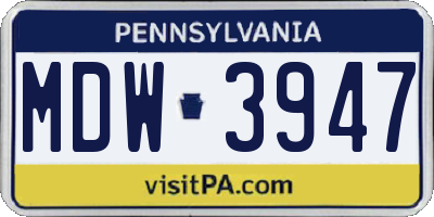 PA license plate MDW3947