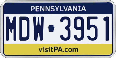 PA license plate MDW3951
