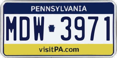 PA license plate MDW3971