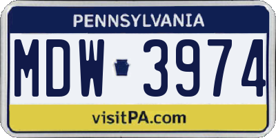 PA license plate MDW3974