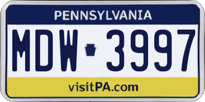 PA license plate MDW3997