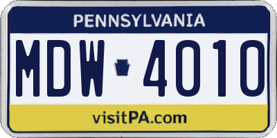 PA license plate MDW4010