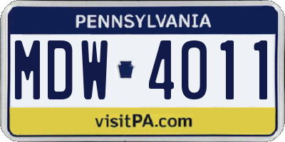 PA license plate MDW4011