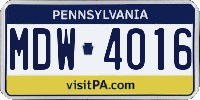PA license plate MDW4016