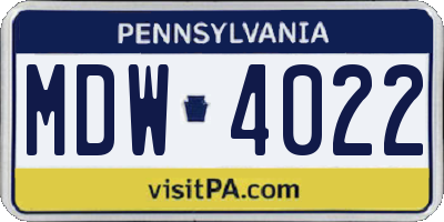 PA license plate MDW4022