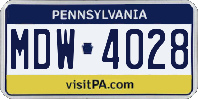 PA license plate MDW4028