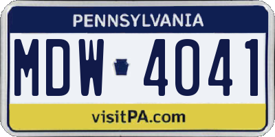 PA license plate MDW4041