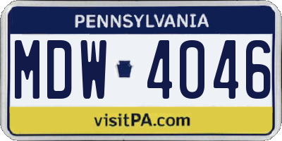 PA license plate MDW4046