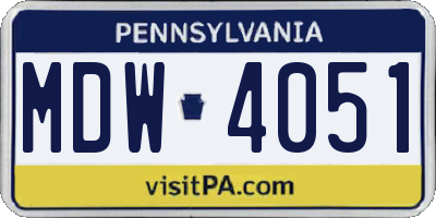PA license plate MDW4051
