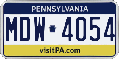 PA license plate MDW4054