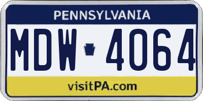 PA license plate MDW4064
