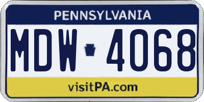 PA license plate MDW4068