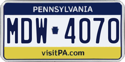 PA license plate MDW4070