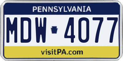 PA license plate MDW4077