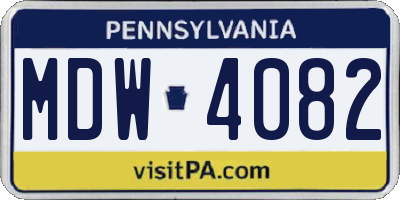 PA license plate MDW4082