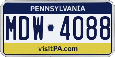 PA license plate MDW4088