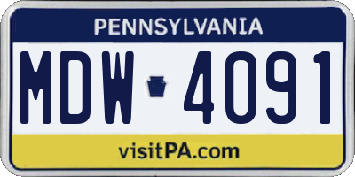 PA license plate MDW4091