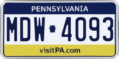 PA license plate MDW4093