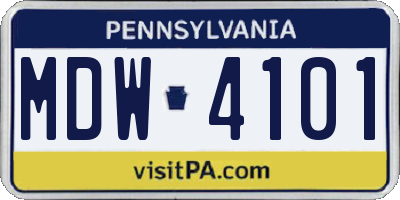 PA license plate MDW4101