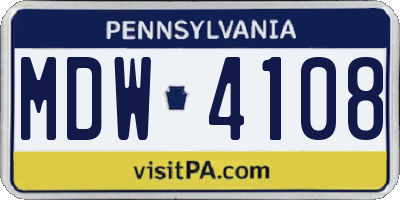 PA license plate MDW4108