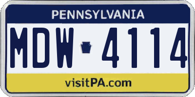 PA license plate MDW4114