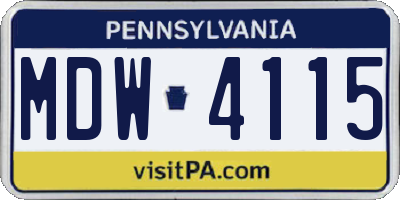 PA license plate MDW4115