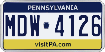 PA license plate MDW4126