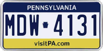 PA license plate MDW4131