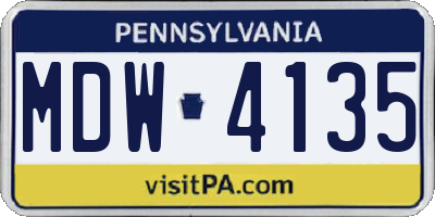 PA license plate MDW4135