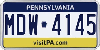 PA license plate MDW4145